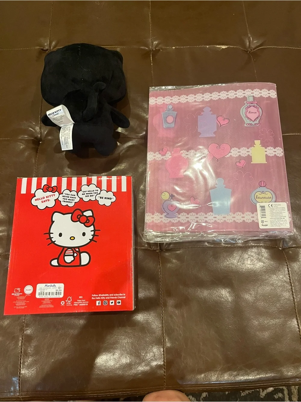 Sanrio Hello Kitty bundle (shaped ceramic trinket tray, binder, halloween plush)